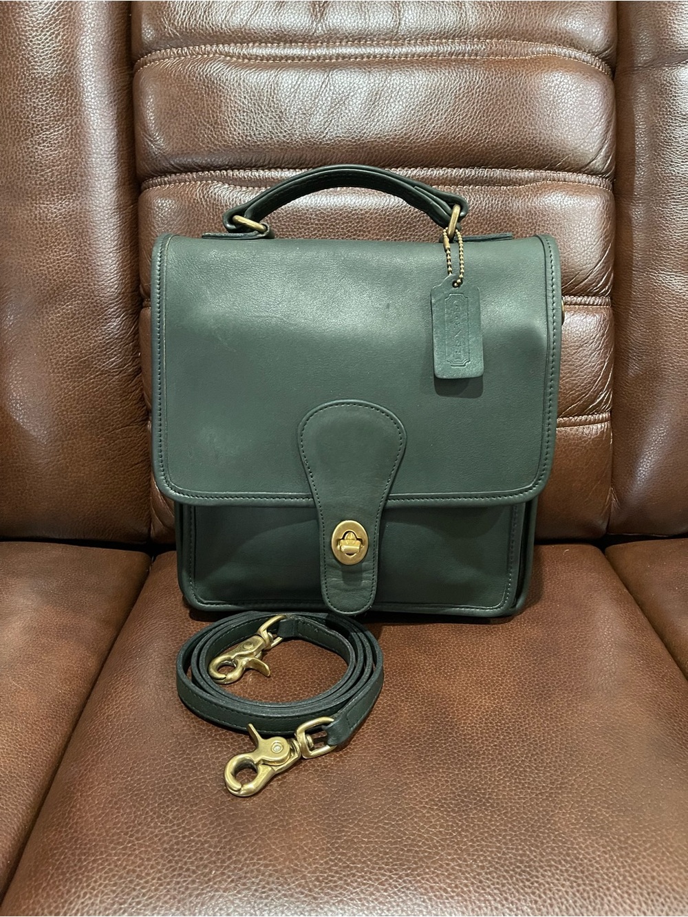 Vintage Coach Station Bag ( Forest Green )